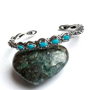 NEW CAROLYN POLLACK Cuff 5 Gemstone S/M Turquoise 925 Bracelet AMERICAN WEST BOX